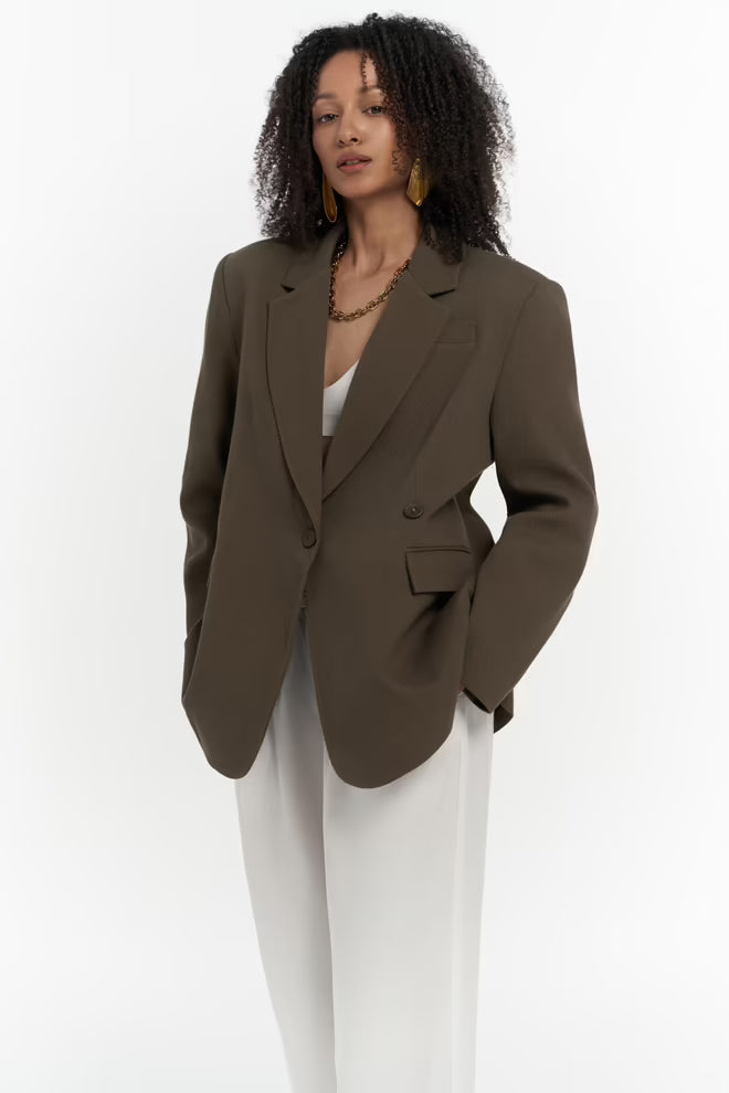 The browngreen cotton blazer