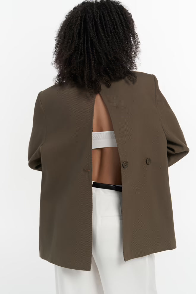 The browngreen cotton blazer